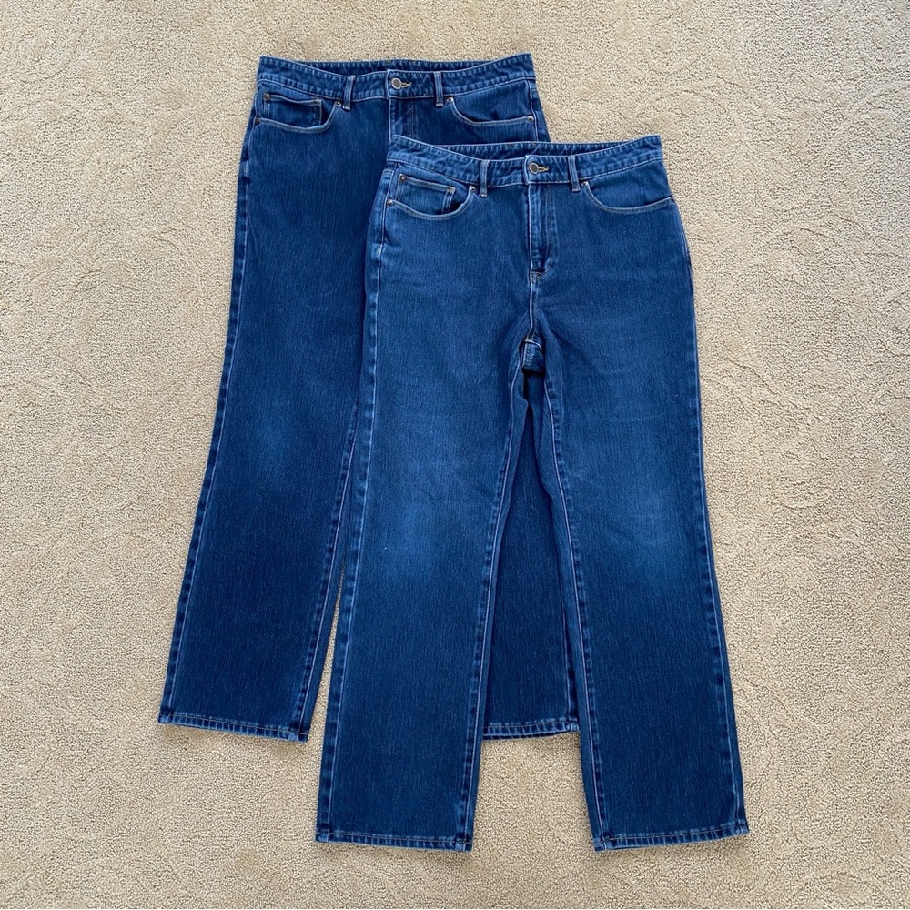 Lot of 2 L.L. Bean Jeans Womens Size 12P Petite Classic Fit Straight Medium Blue